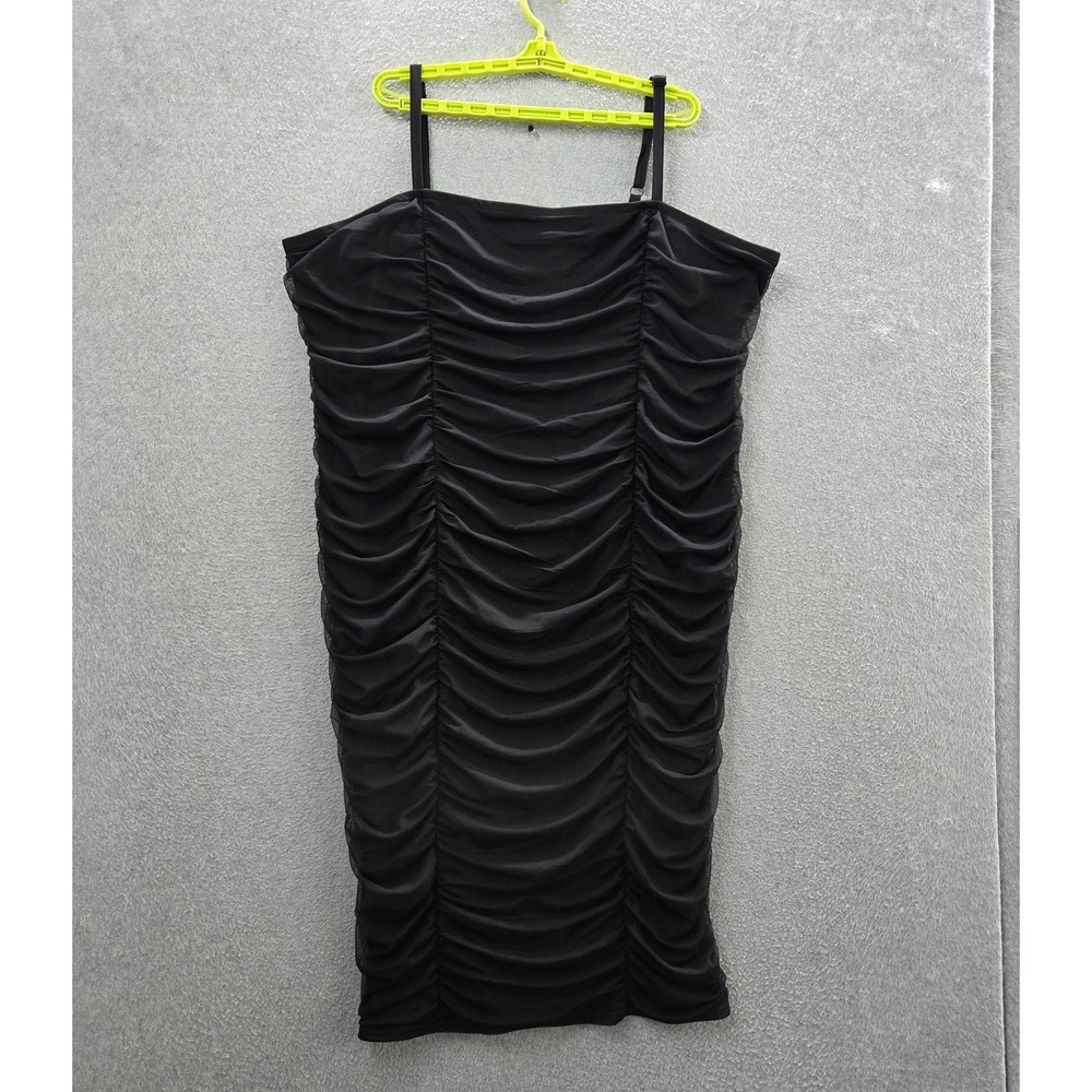 Torrid Women Dress 2X (18-20) Black Bodycon Sheer Ruched Dress Indie Party NWT